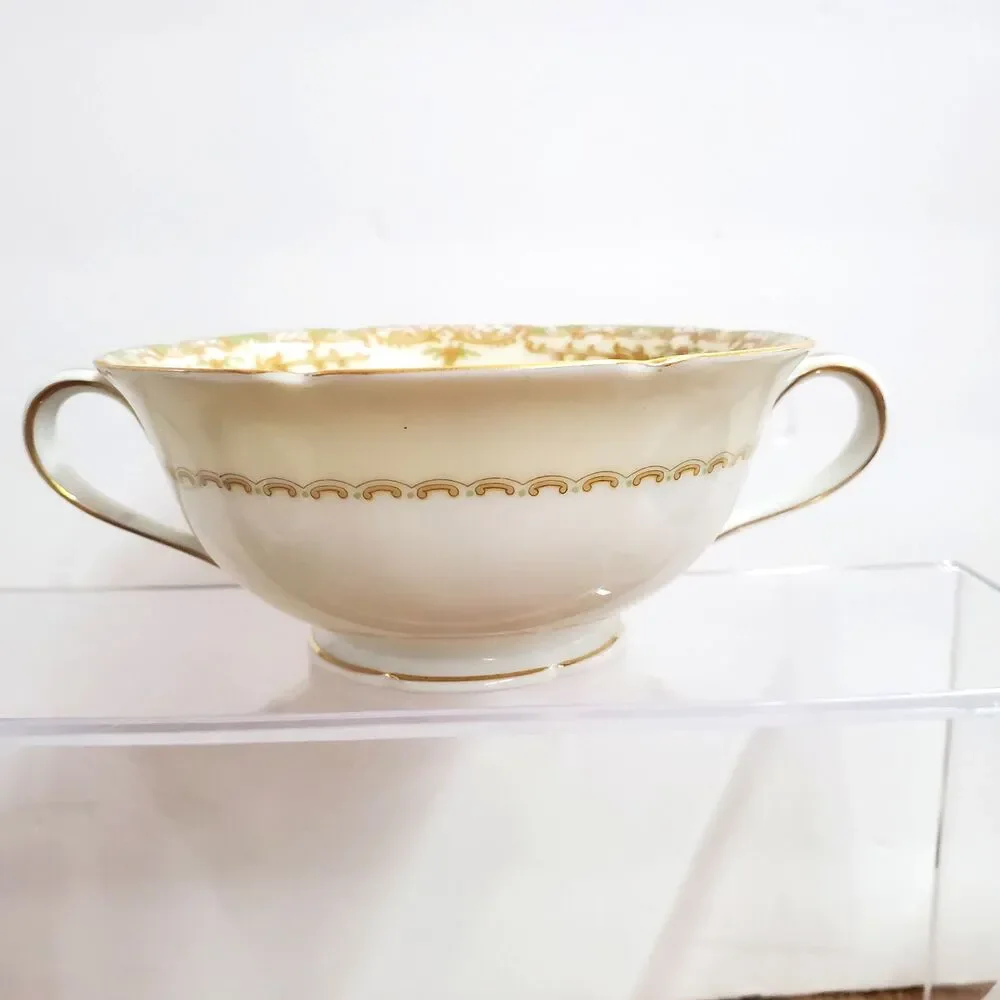 Vintage Noritake Veona Cream Soup Bowls Set of 3 Double Handle Porcelain Japan
